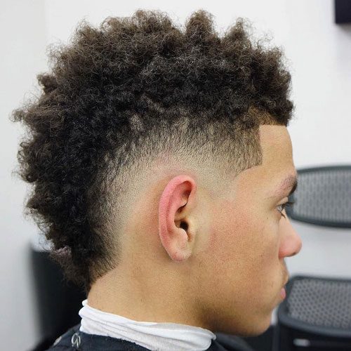  Burst Fade Mohawk With Curly Afro 