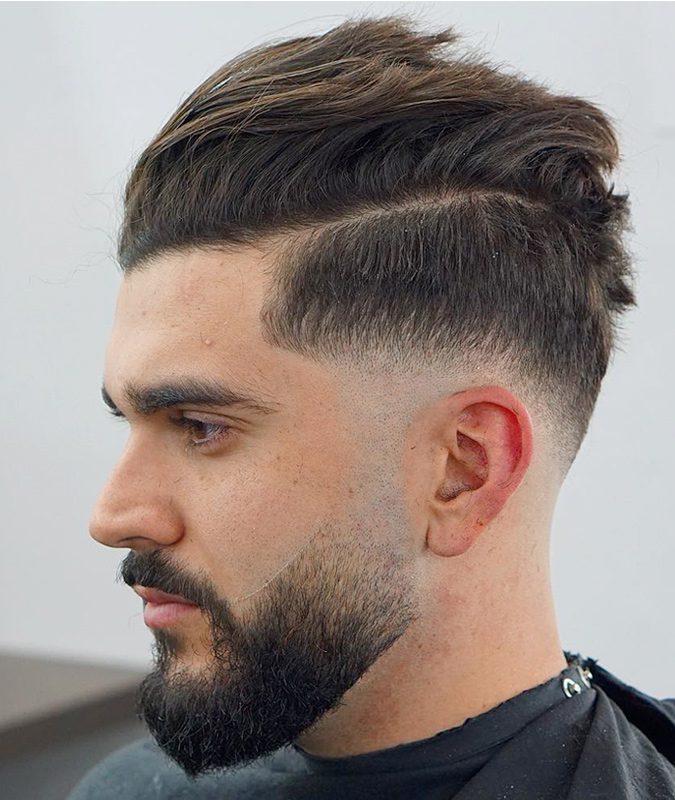 Faded Beard with comb back hair style