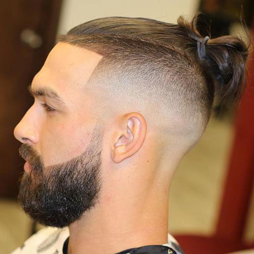 Man Bun with Shaved Sides With Beard