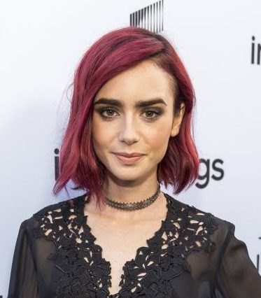 Lily Collins red hair color shade