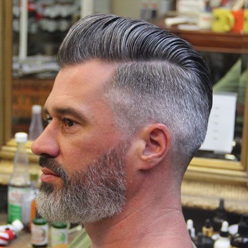 Silver Pompadour with Taper Fade